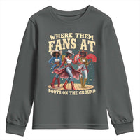 Where Them Fans At Boots On The Ground Black Cowgirl Youth Sweatshirt