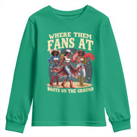 Where Them Fans At Boots On The Ground Black Cowgirl Youth Sweatshirt