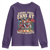 Where Them Fans At Boots On The Ground Black Cowgirl Youth Sweatshirt