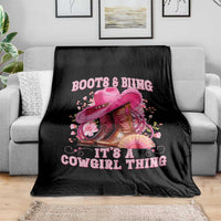 Boots and Bling Its A Cowgirl Thing Western Cowgirl Throw Blanket