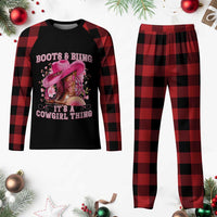 Boots and Bling Its A Cowgirl Thing Western Cowgirl Plaid Pajama Set