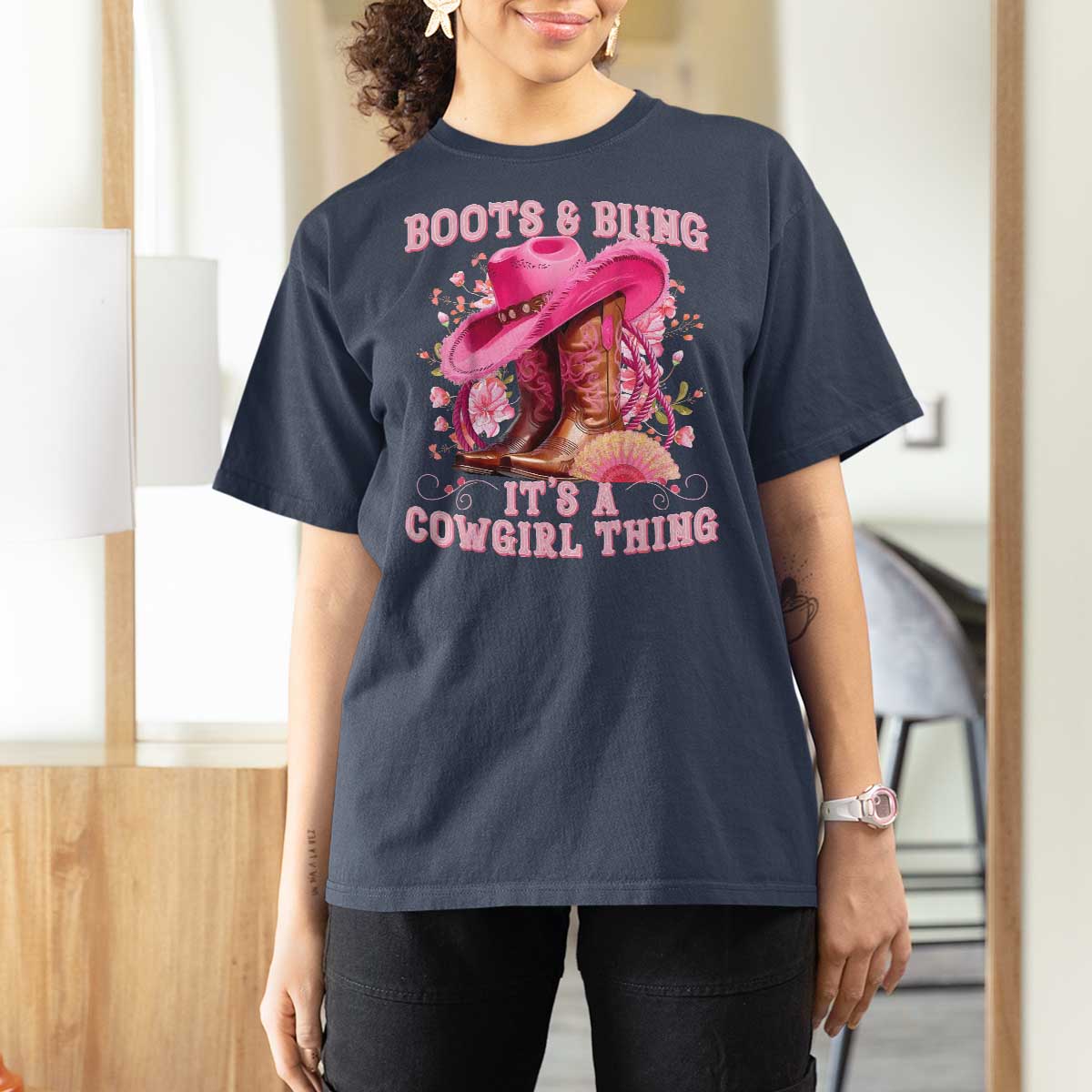 Boots and Bling Its A Cowgirl Thing Western Cowgirl T Shirt For Women
