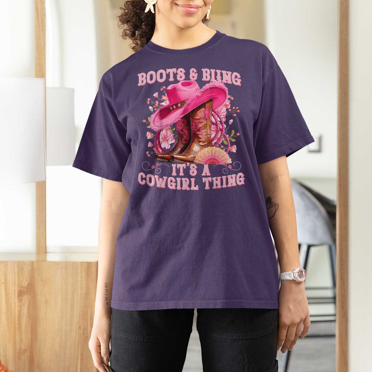 Boots and Bling Its A Cowgirl Thing Western Cowgirl T Shirt For Women