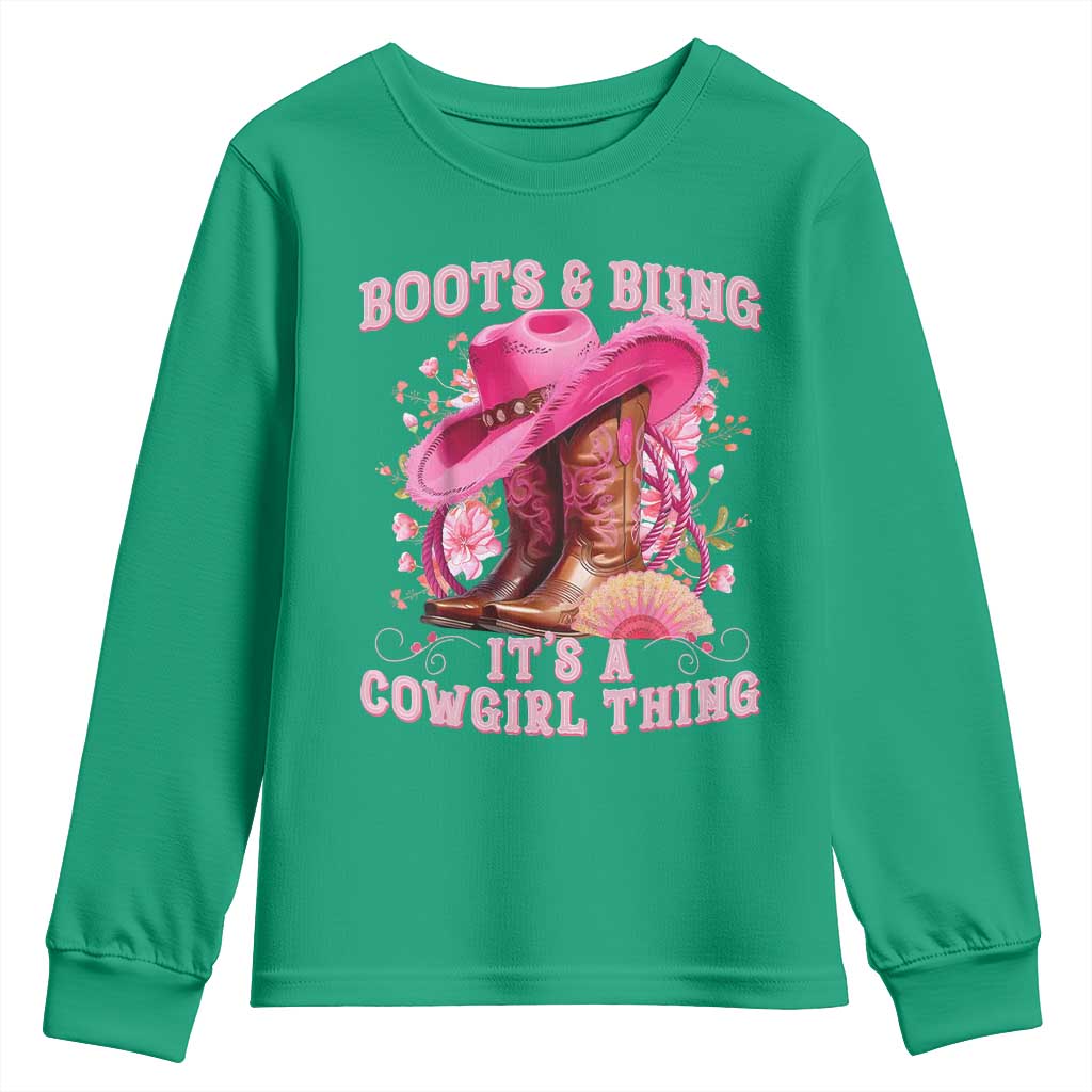 Boots and Bling Its A Cowgirl Thing Western Cowgirl Youth Sweatshirt