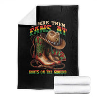Where Them Fans At Boots On The Ground Throw Blanket Black Cowgirl Western Pride