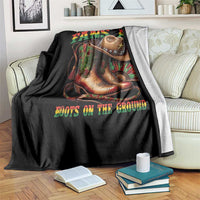 Where Them Fans At Boots On The Ground Throw Blanket Black Cowgirl Western Pride
