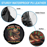 Where Them Fans At Boots On The Ground Spare Tire Cover Black Cowgirl Western Pride