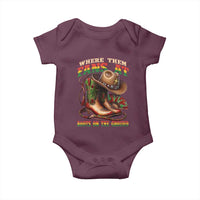 Where Them Fans At Boots On The Ground Baby Onesie Black Cowgirl Western Pride