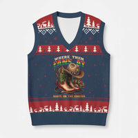 Where Them Fans At Boots On The Ground V-Neck Knit Sweater Vest Black Cowgirl Western Pride