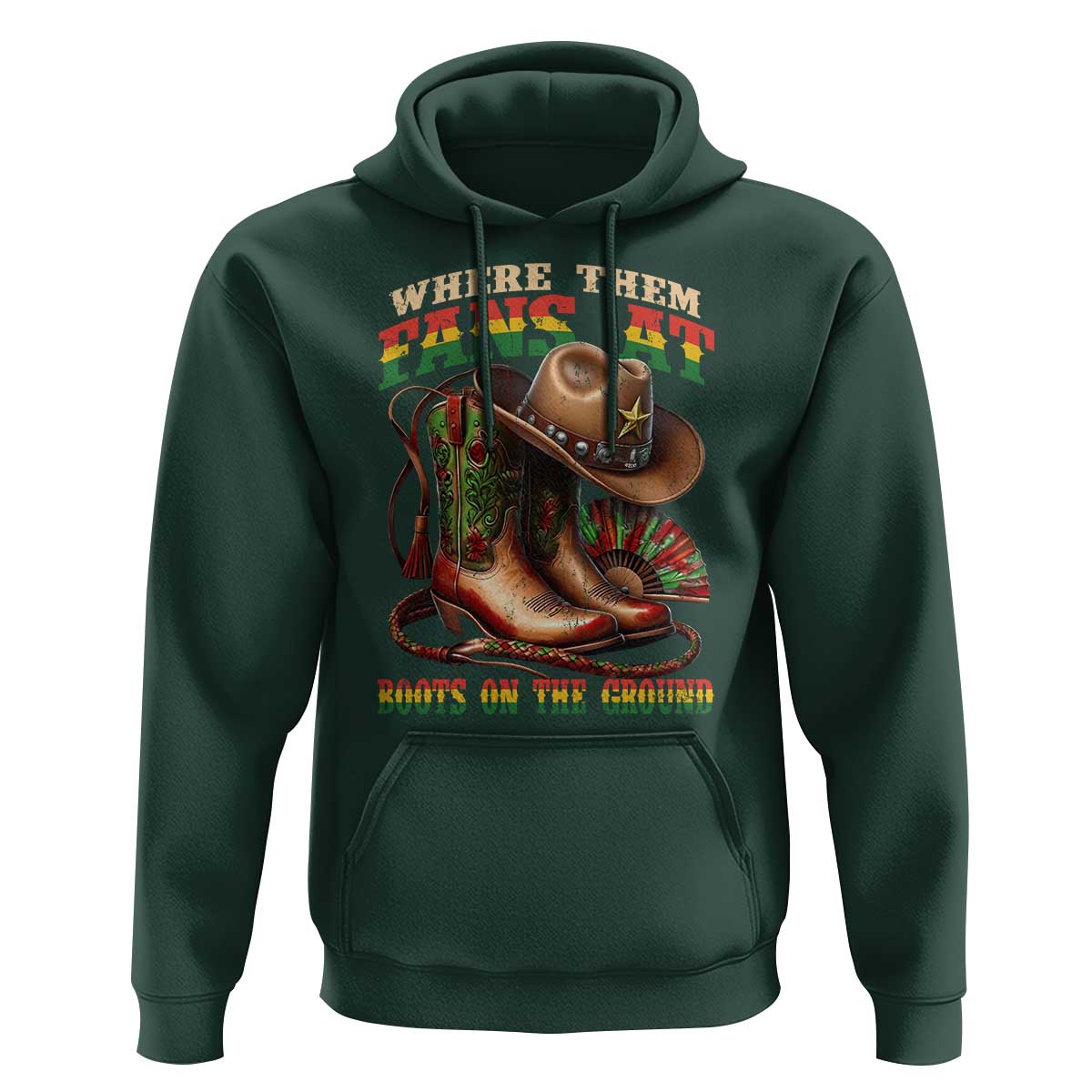 Where Them Fans At Boots On The Ground Hoodie Black Cowgirl Western Pride