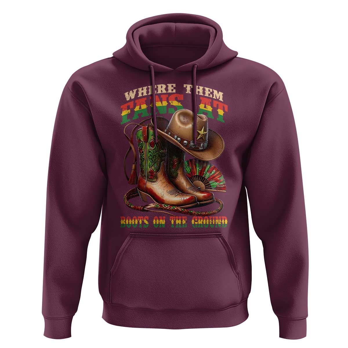 Where Them Fans At Boots On The Ground Hoodie Black Cowgirl Western Pride