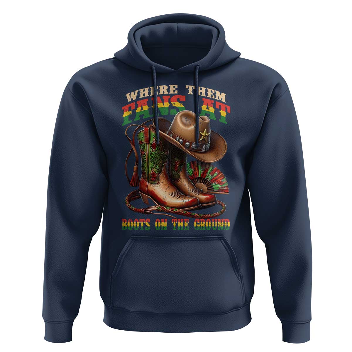 Where Them Fans At Boots On The Ground Hoodie Black Cowgirl Western Pride