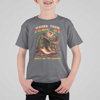 Where Them Fans At Boots On The Ground T Shirt For Kid Black Cowgirl Western Pride