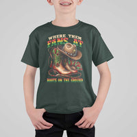 Where Them Fans At Boots On The Ground T Shirt For Kid Black Cowgirl Western Pride
