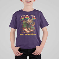 Where Them Fans At Boots On The Ground T Shirt For Kid Black Cowgirl Western Pride