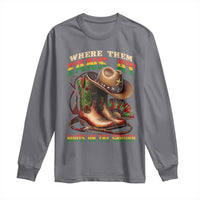 Where Them Fans At Boots On The Ground Long Sleeve Shirt Black Cowgirl Western Pride