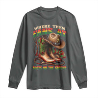 Where Them Fans At Boots On The Ground Long Sleeve Shirt Black Cowgirl Western Pride