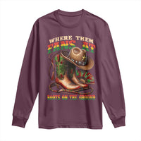 Where Them Fans At Boots On The Ground Long Sleeve Shirt Black Cowgirl Western Pride