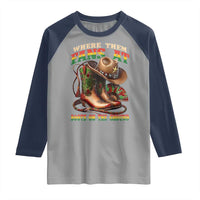 Where Them Fans At Boots On The Ground Raglan Shirt Black Cowgirl Western Pride