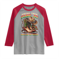 Where Them Fans At Boots On The Ground Raglan Shirt Black Cowgirl Western Pride