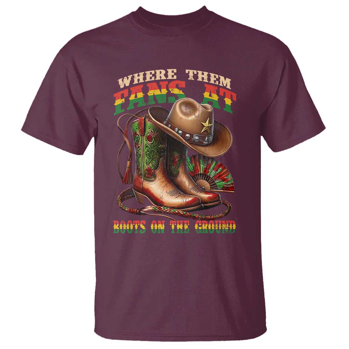 Where Them Fans At Boots On The Ground T Shirt Black Cowgirl Western Pride