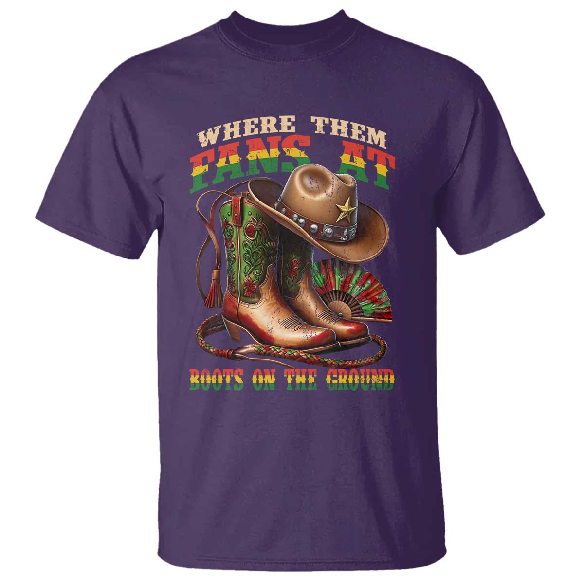 Where Them Fans At Boots On The Ground T Shirt Black Cowgirl Western Pride