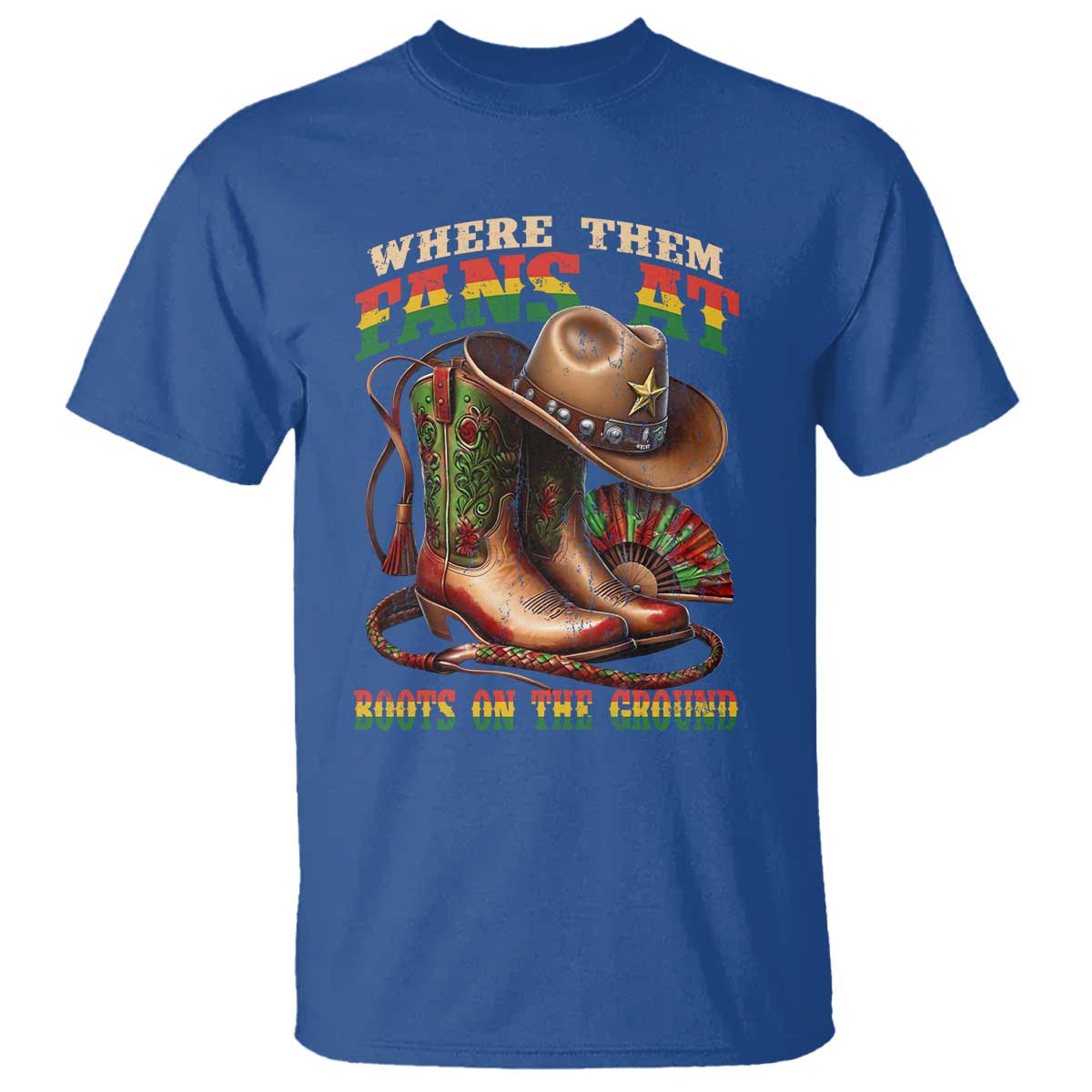 Where Them Fans At Boots On The Ground T Shirt Black Cowgirl Western Pride