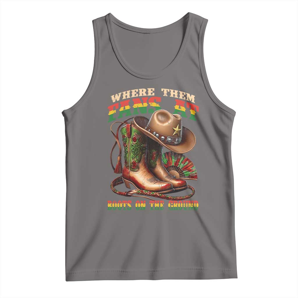 Where Them Fans At Boots On The Ground Tank Top Black Cowgirl Western Pride