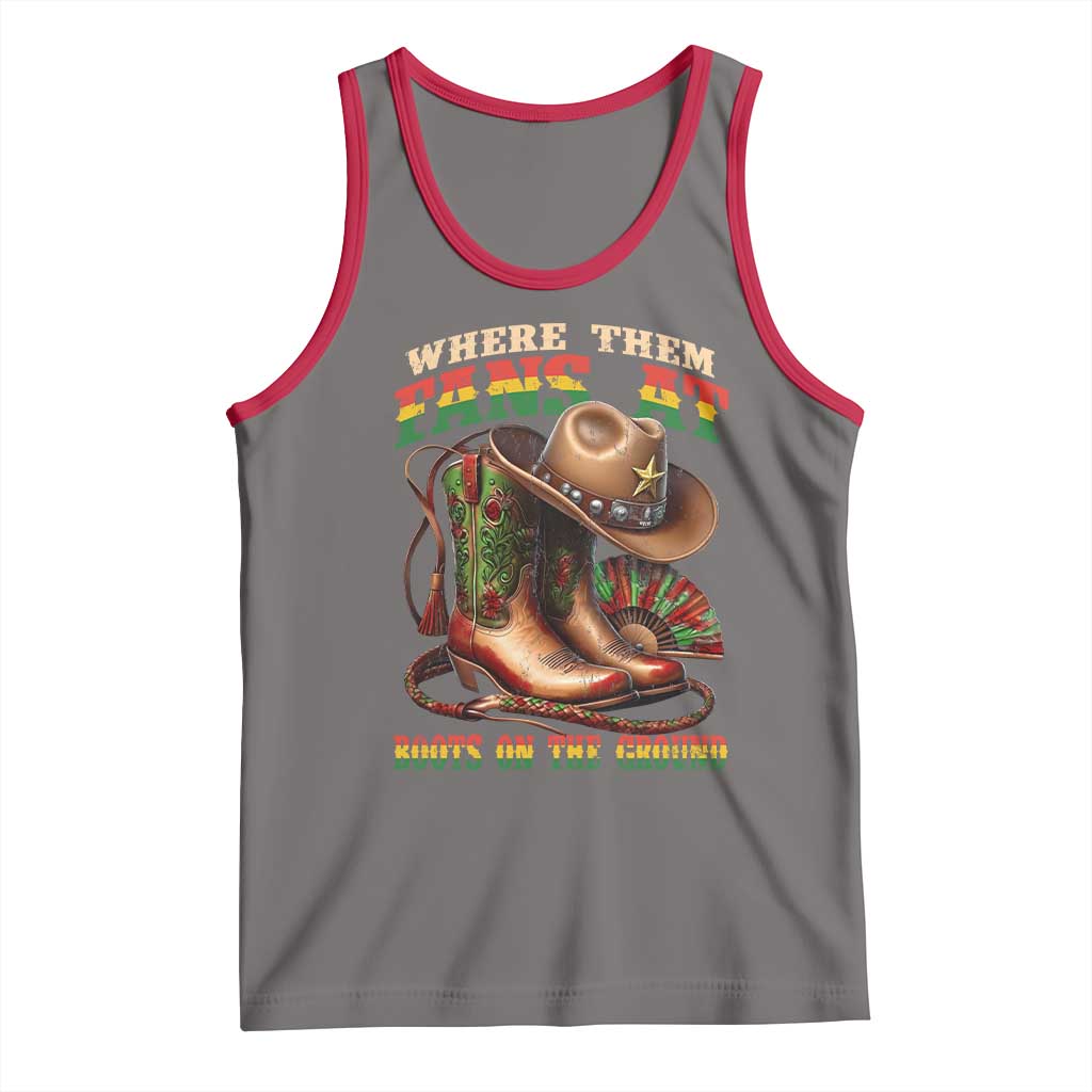 Where Them Fans At Boots On The Ground Tank Top Black Cowgirl Western Pride