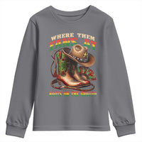 Where Them Fans At Boots On The Ground Youth Sweatshirt Black Cowgirl Western Pride