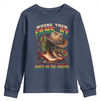 Where Them Fans At Boots On The Ground Youth Sweatshirt Black Cowgirl Western Pride