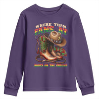 Where Them Fans At Boots On The Ground Youth Sweatshirt Black Cowgirl Western Pride