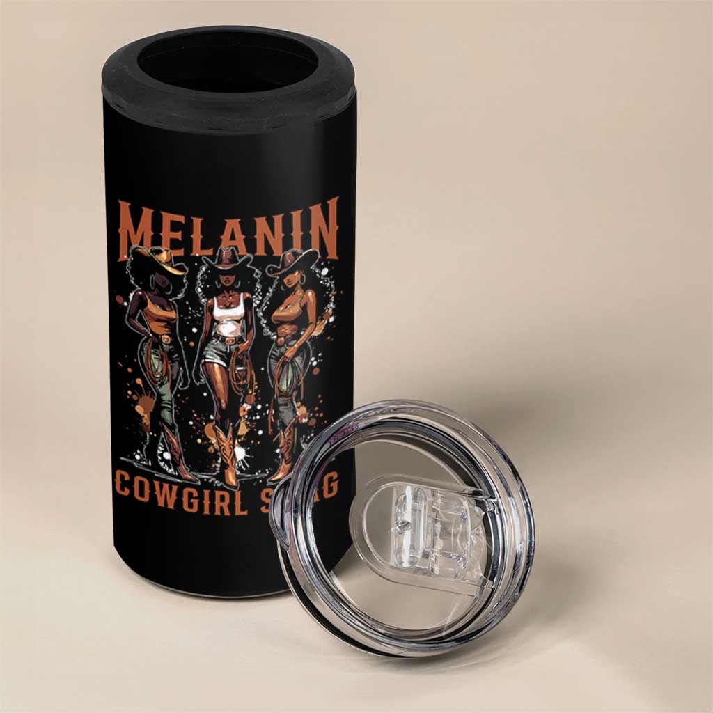 Melanin Cowgirl Swag 4 in 1 Can Cooler Tumbler Black Women Western Pride
