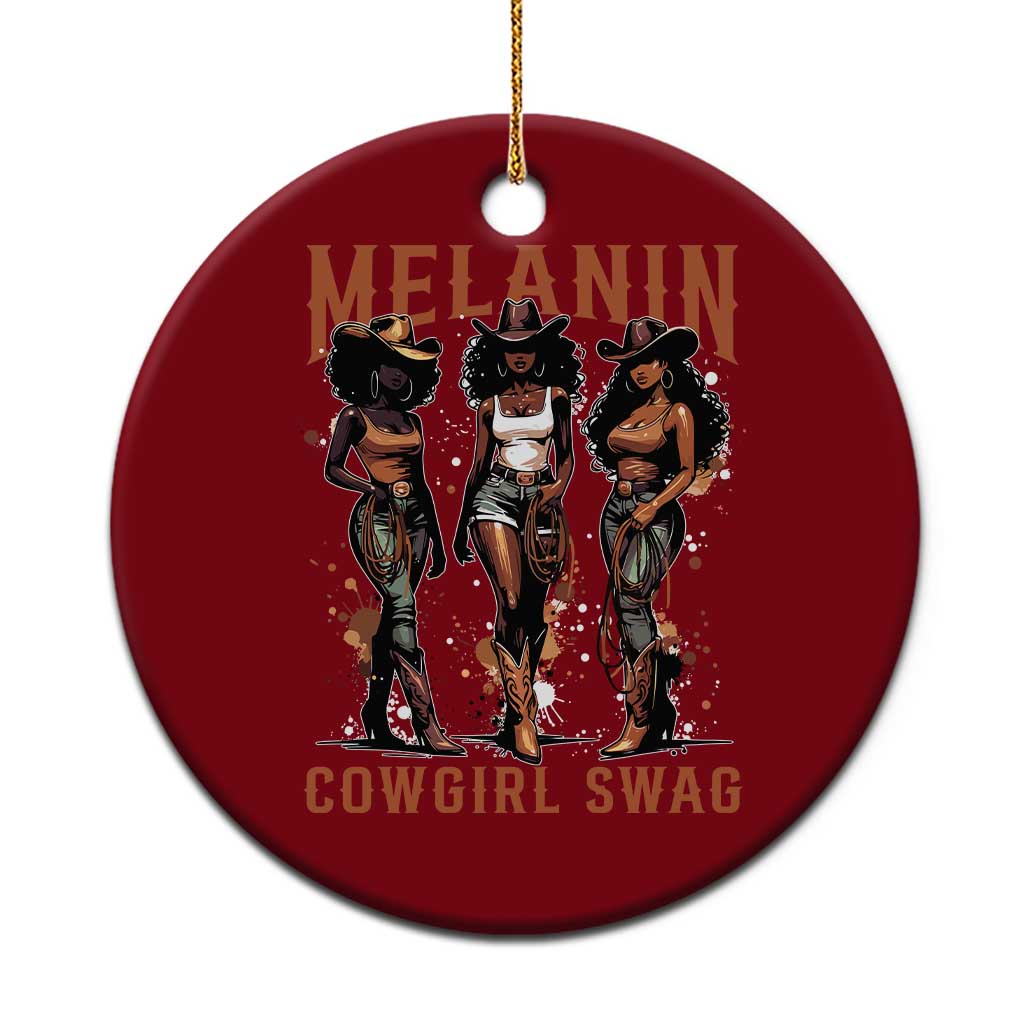 Melanin Cowgirl Swag Ceramic Ornament Black Women Western Pride