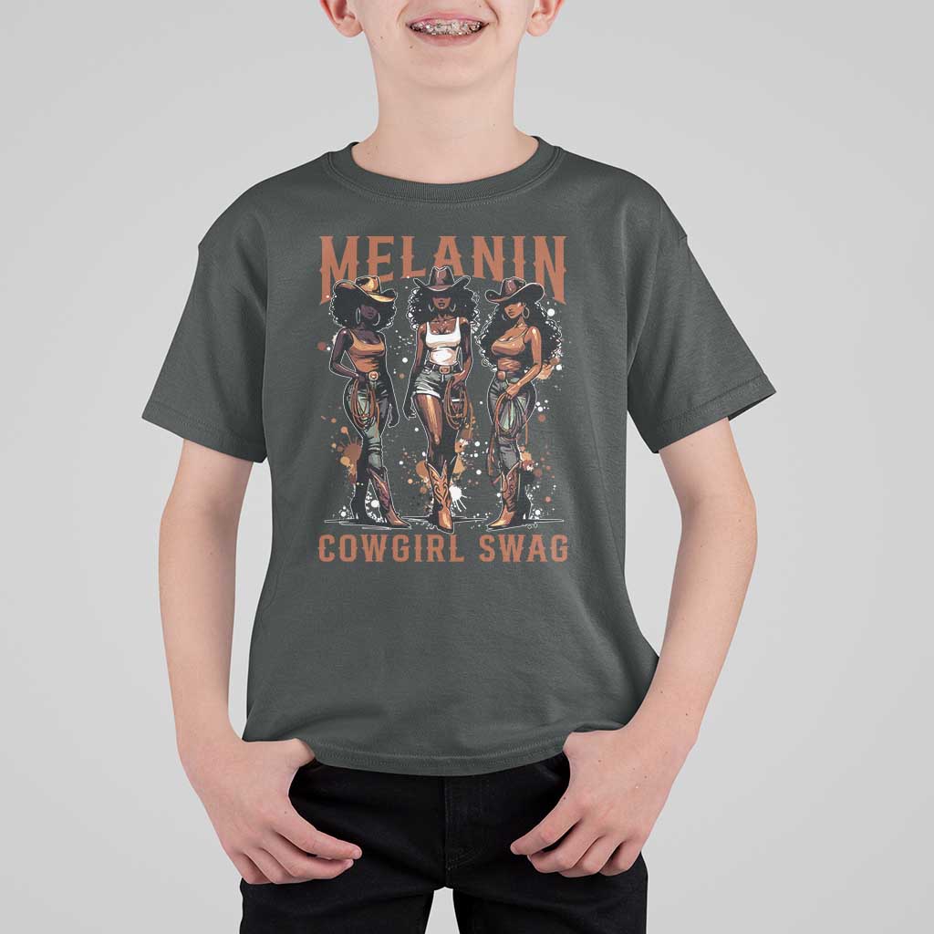 Melanin Cowgirl Swag T Shirt For Kid Black Women Western Pride