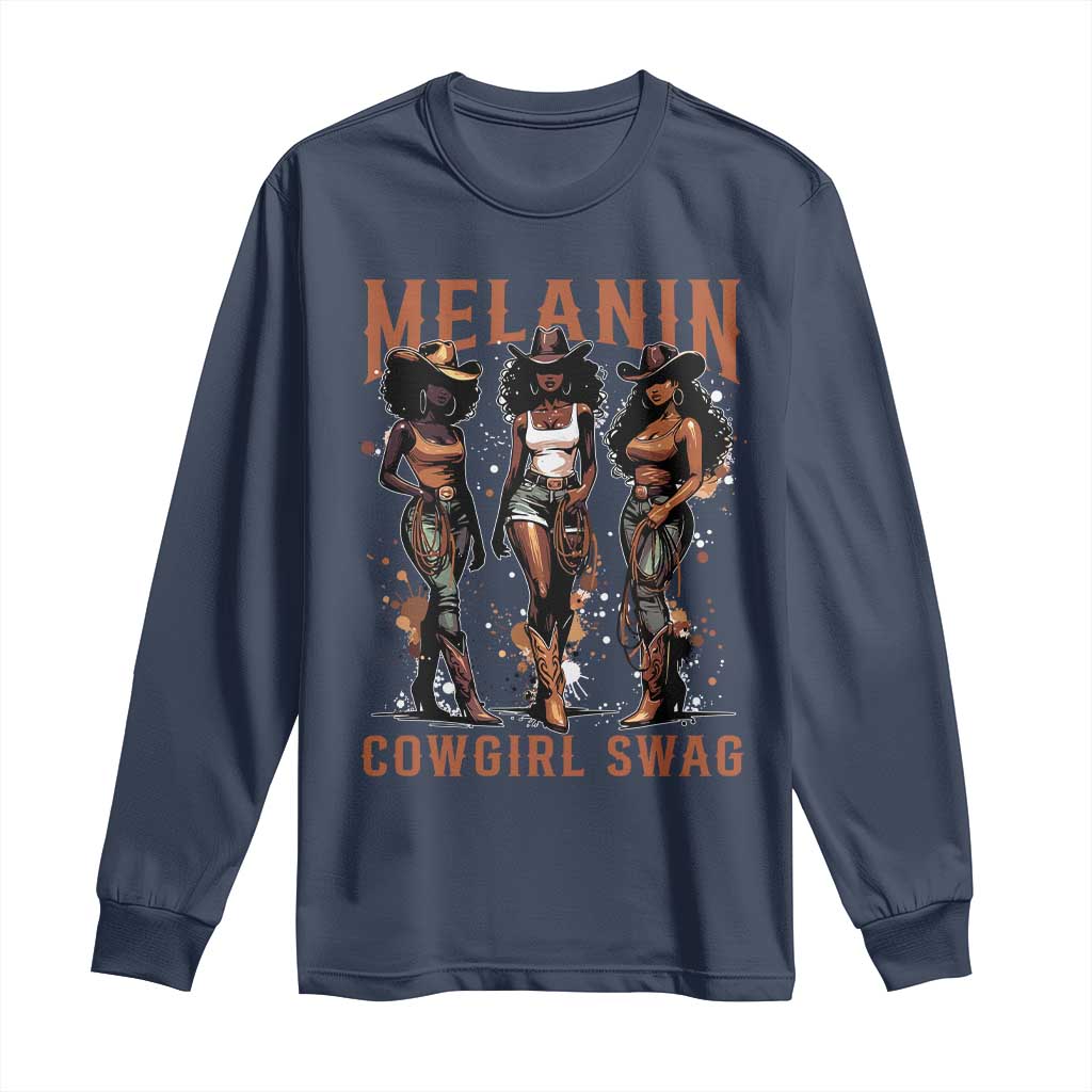 Melanin Cowgirl Swag Long Sleeve Shirt Black Women Western Pride