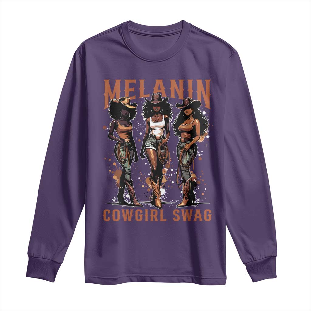 Melanin Cowgirl Swag Long Sleeve Shirt Black Women Western Pride