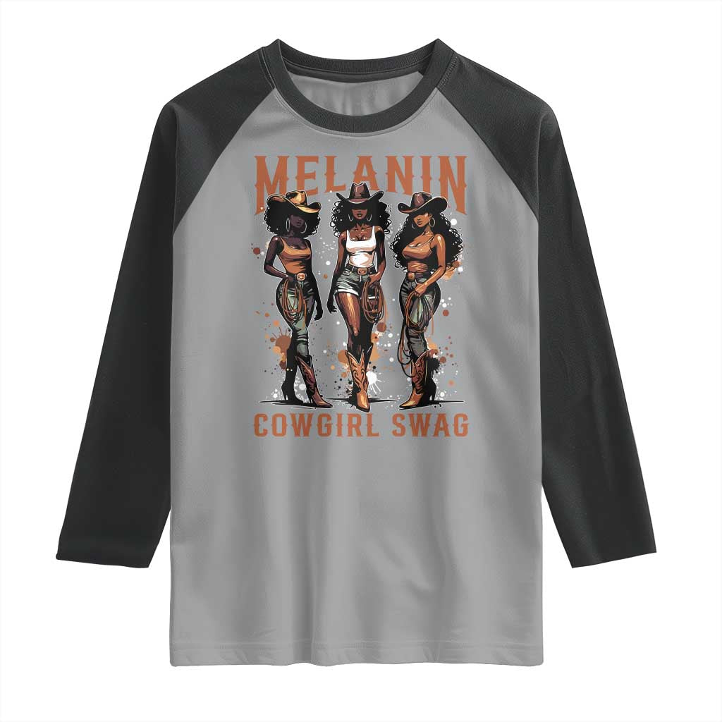 Melanin Cowgirl Swag Raglan Shirt Black Women Western Pride