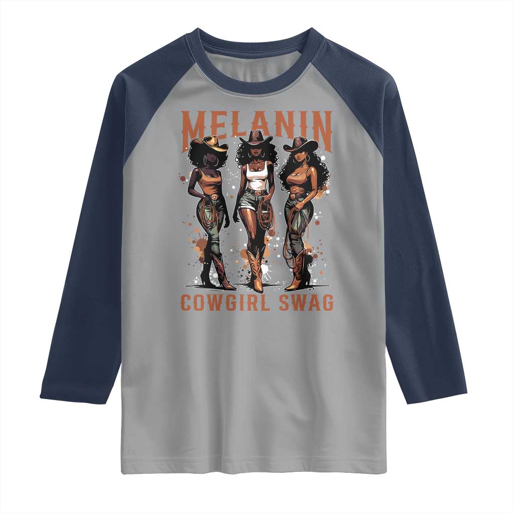 Melanin Cowgirl Swag Raglan Shirt Black Women Western Pride