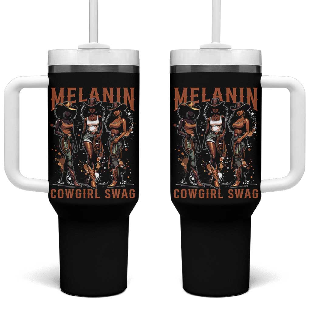 Melanin Cowgirl Swag Tumbler With Handle Black Women Western Pride