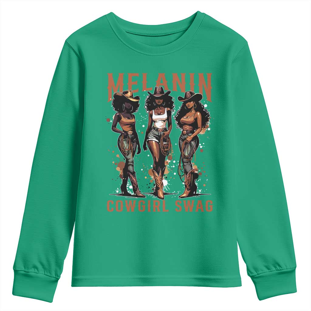 Melanin Cowgirl Swag Youth Sweatshirt Black Women Western Pride