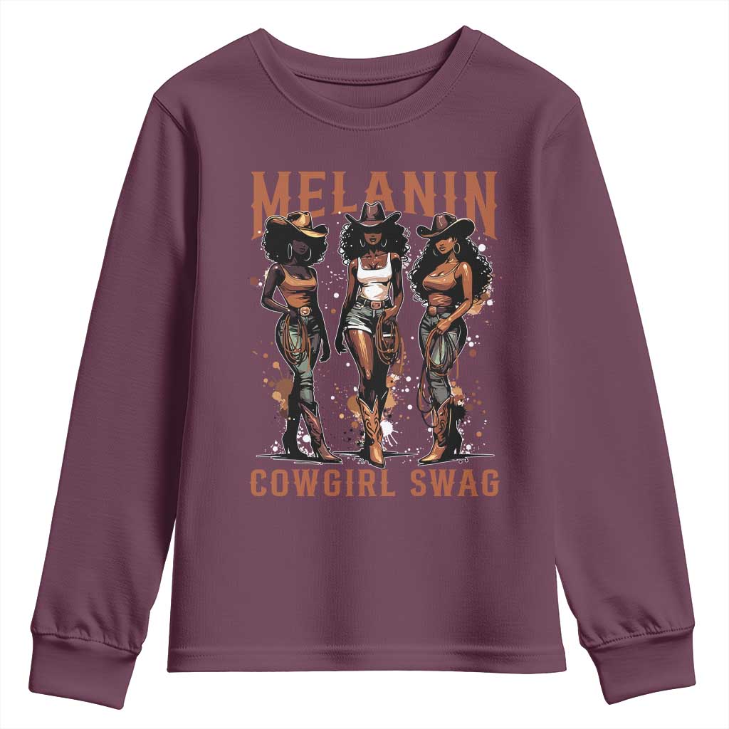 Melanin Cowgirl Swag Youth Sweatshirt Black Women Western Pride