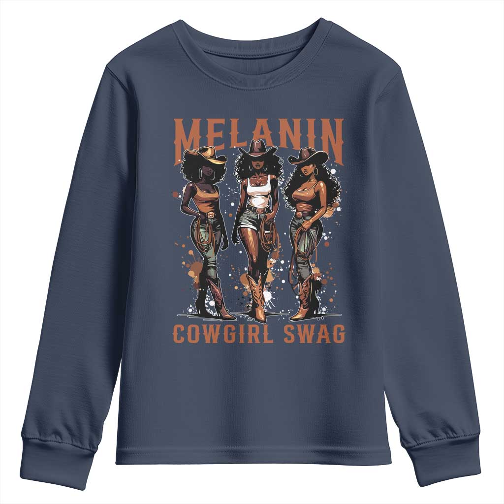 Melanin Cowgirl Swag Youth Sweatshirt Black Women Western Pride