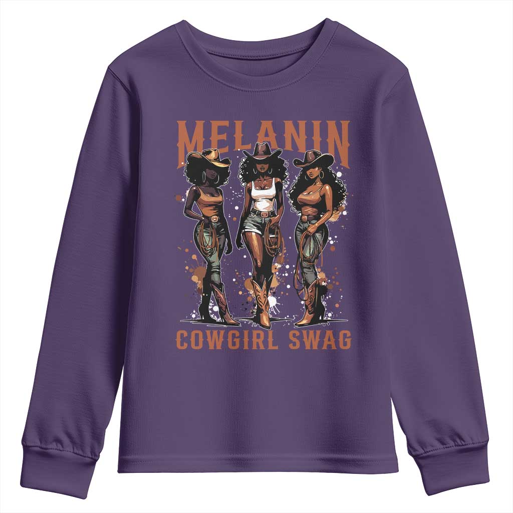 Melanin Cowgirl Swag Youth Sweatshirt Black Women Western Pride