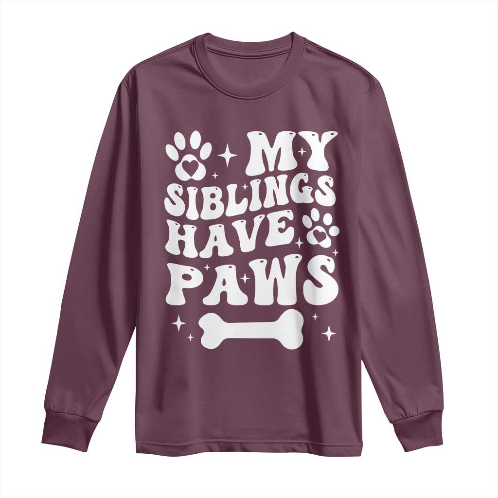 Protected By Dog Long Sleeve Shirt My Siblings Have Paws Baby Shower Gift