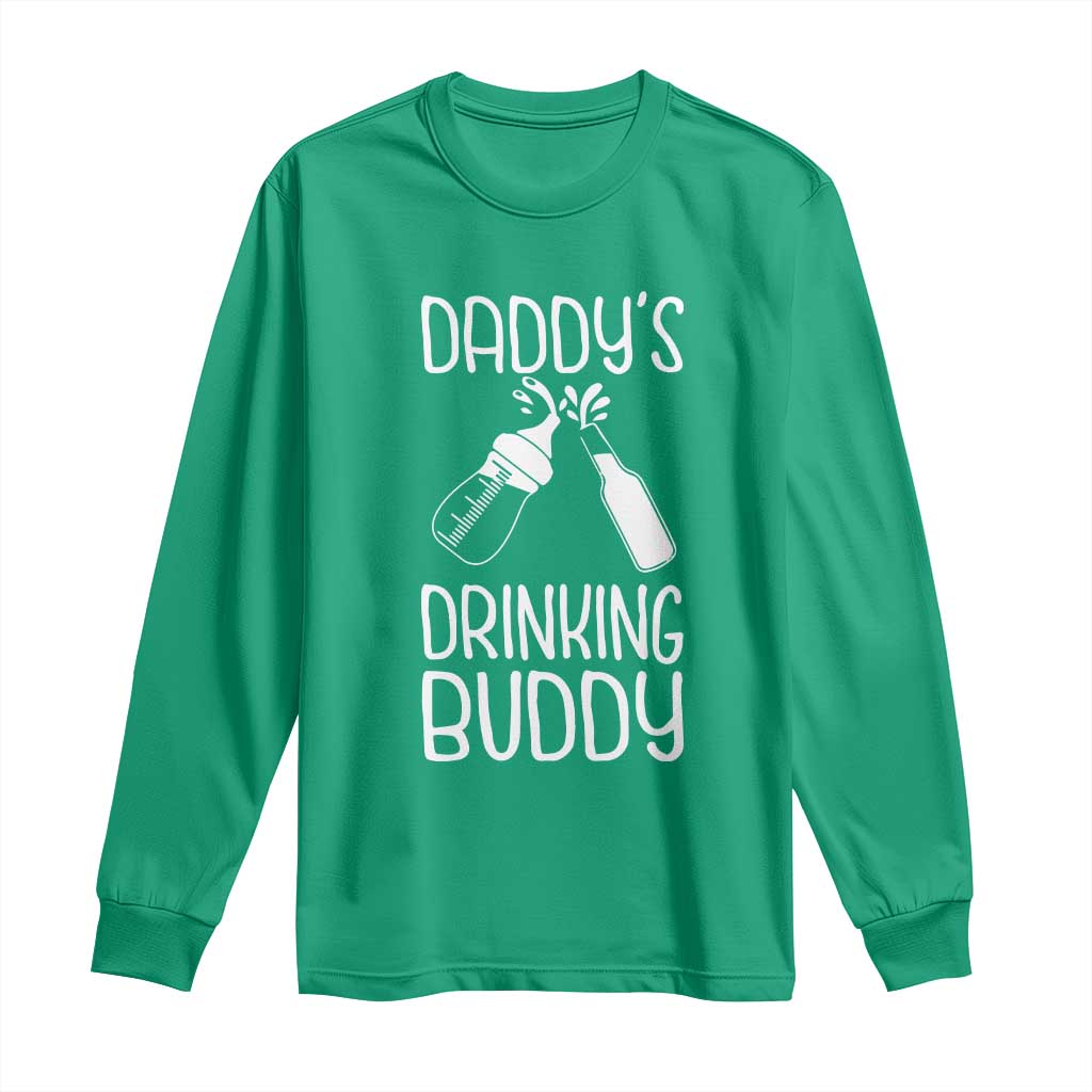 Daddy's Drinking Buddy Long Sleeve Shirt Funny Baby Shower Infants Outfit Newborn Gift