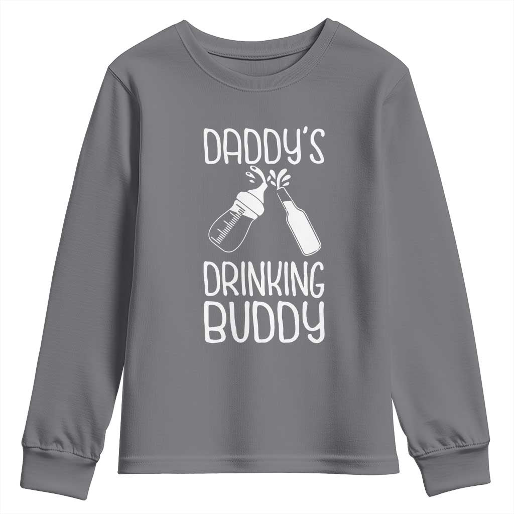 Daddy's Drinking Buddy Youth Sweatshirt Funny Baby Shower Infants Outfit Newborn Gift