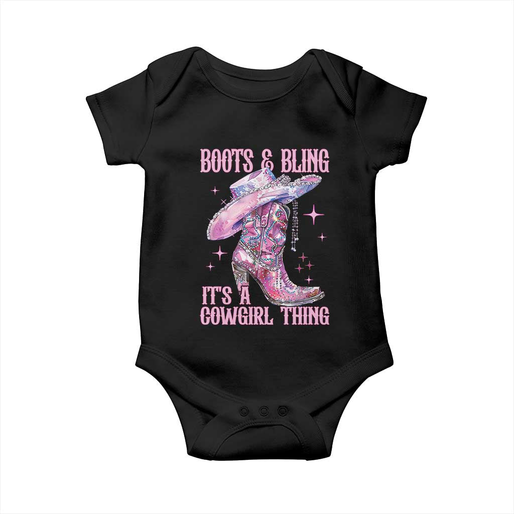 Boots and Bling Its A Cowgirl Thing Baby Onesie