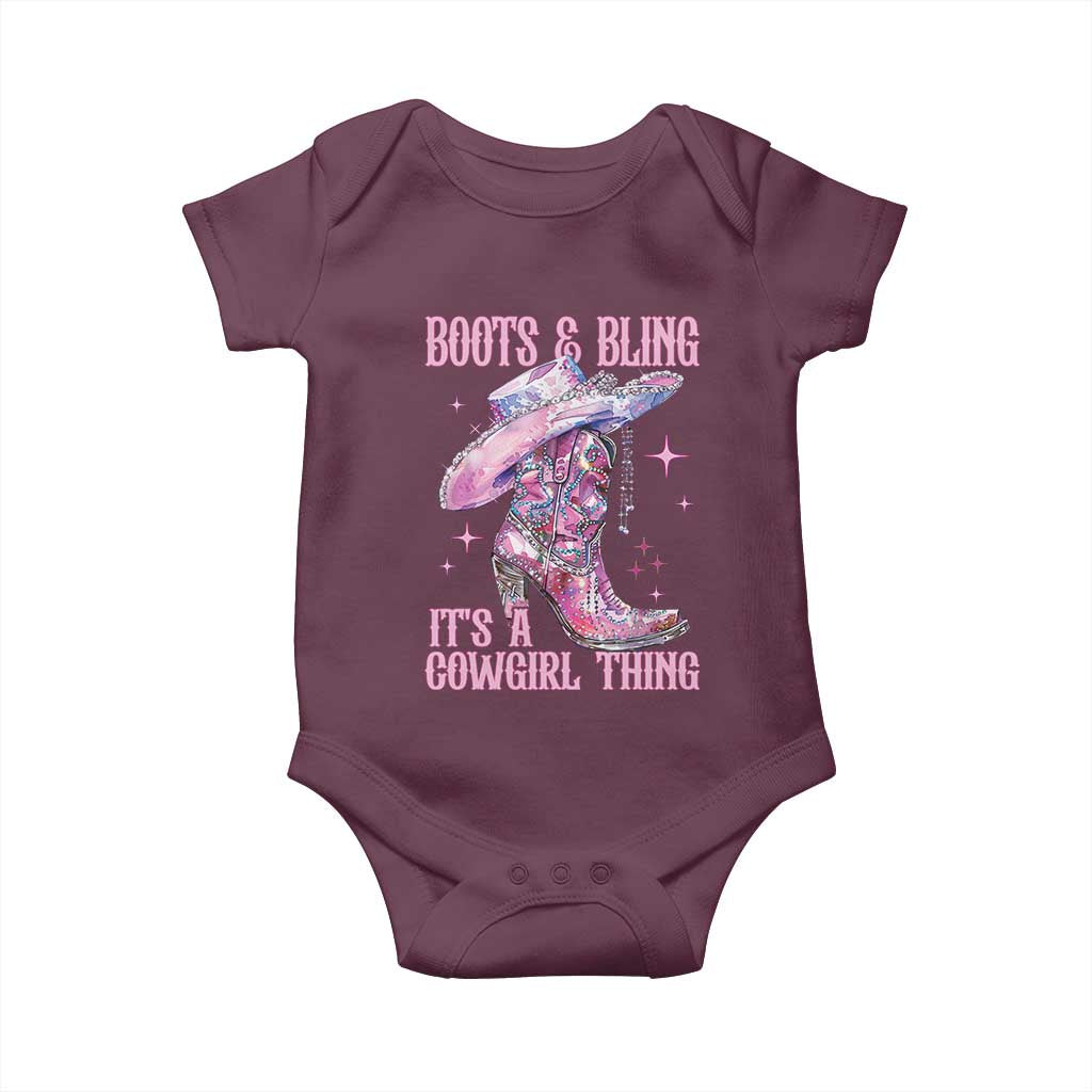 Boots and Bling Its A Cowgirl Thing Baby Onesie