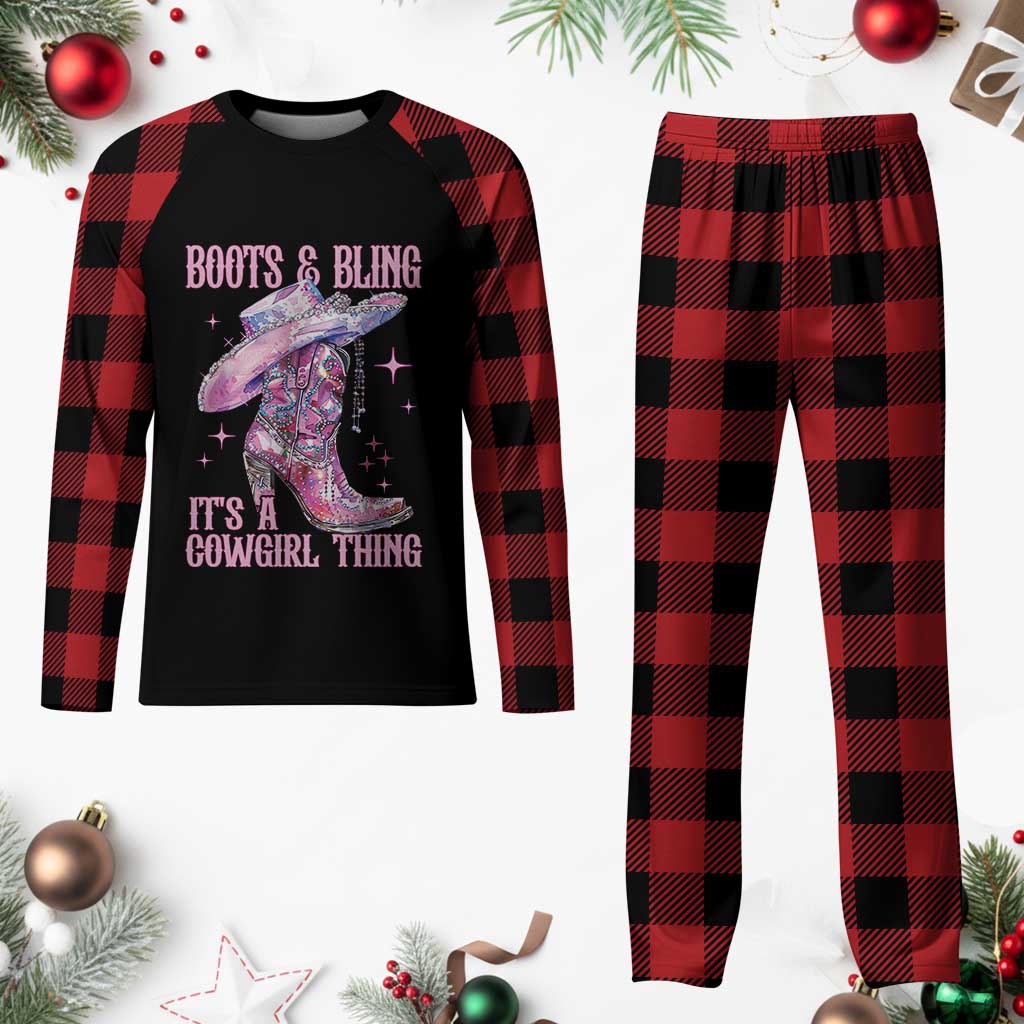 Boots and Bling Its A Cowgirl Thing Plaid Pajama Set